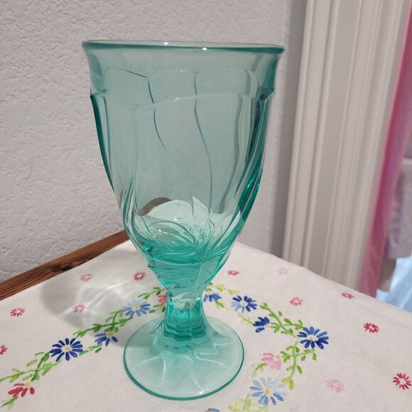 Vintage Noritake Sweet Swirl Aqua Ice Tea Glass Goblet Tumbler 8oz Set of 4 Cups - Picture 6 of 13